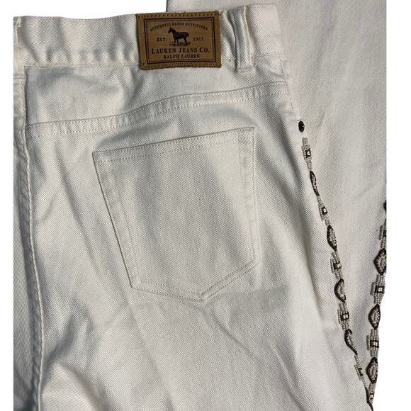 Vintage Ralph Lauren Jeans Co. Aztec Beaded Pants in‎ Cream Size 12 - Picture 9 of 9